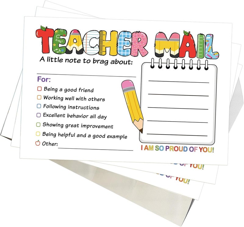 COCHIE Teacher Mail Notes to Parents Classroom Must Haves, Good Behavior Incentive Motivational Cards to Send Home for Elementary Kindergarten Preschool 1st 2nd Grade Teacher Supplies (Notes) - Image 1